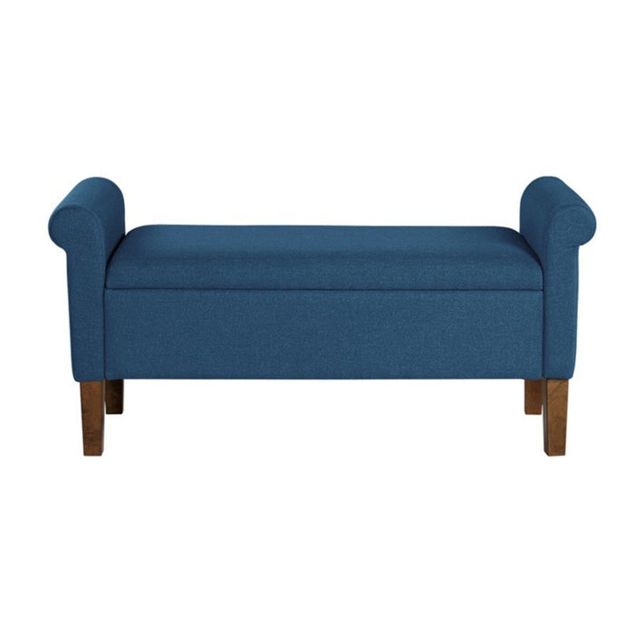 Upholstered Storage Bench With Rolled Armrests
