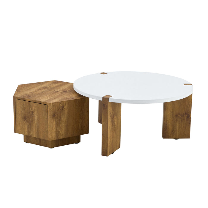 Fashionable Versatile Coffee Table Set - White / Wood
