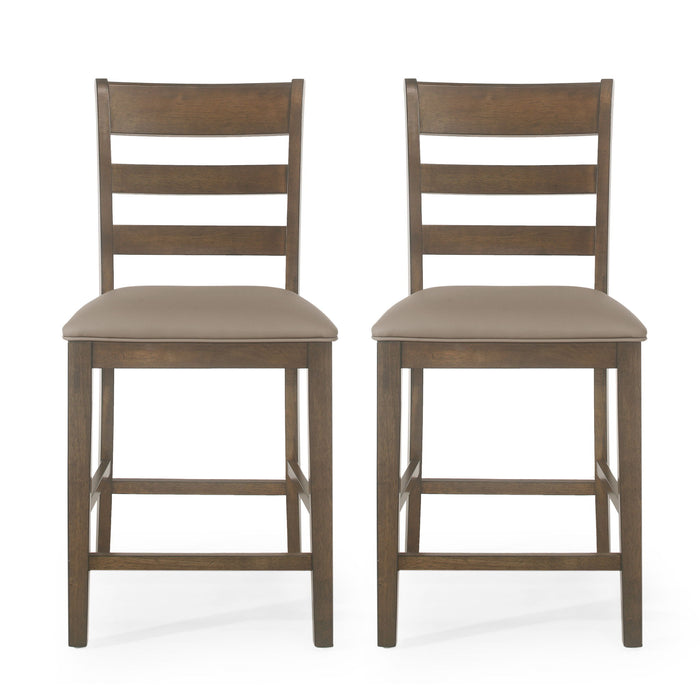 Farmhouse Upholstered Wood Counter Stools