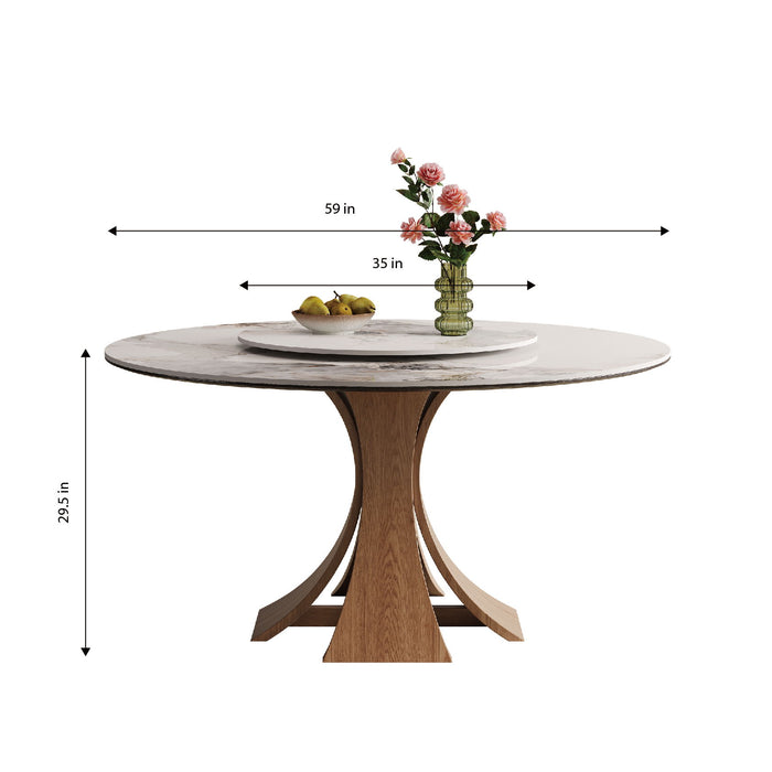 Dining Table With 35" Turntable, Seats 6 - 8 - White