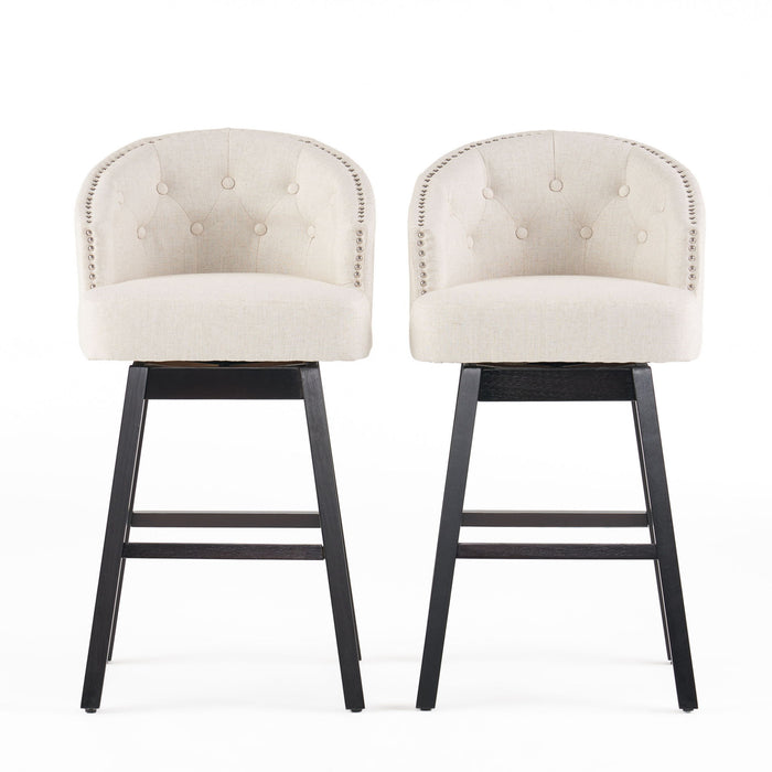 Mellifluous - 360 Degree Swivel Bar Stool With Stunning Nailhead Trim, (Set of 2)