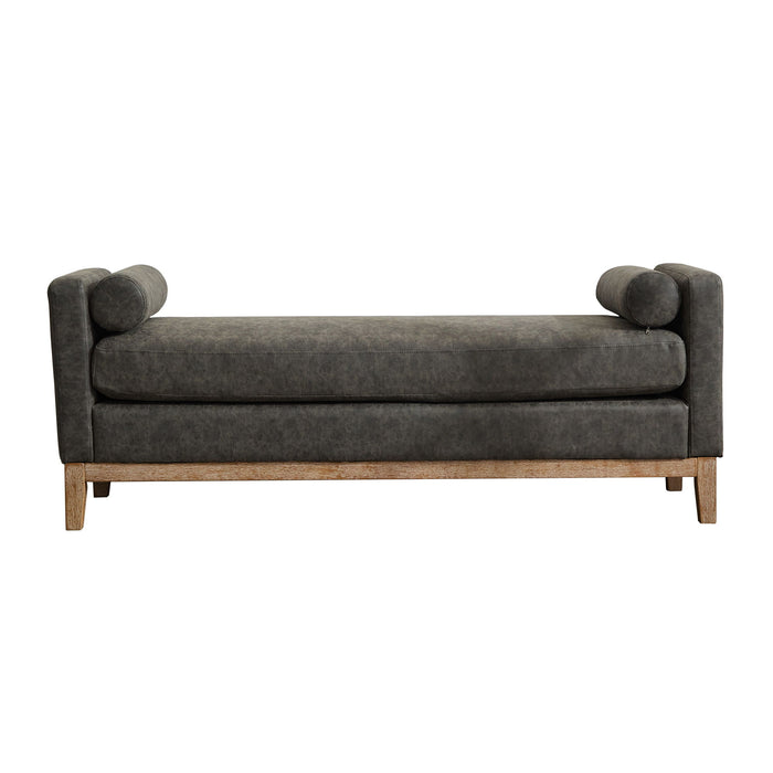 Elegant Upholstered Bench Daybed Ottoman With Bolster Pillows