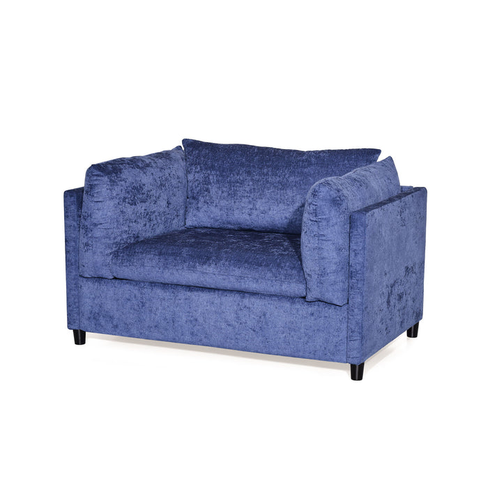 Modern Club Chair With Textured Upholstery And Pillow Accents - Navy Blue