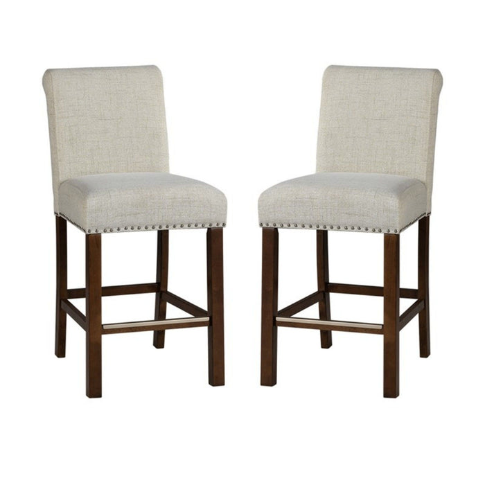 Upholstered Counter Stool With Nailhead Trim (Set of 2)