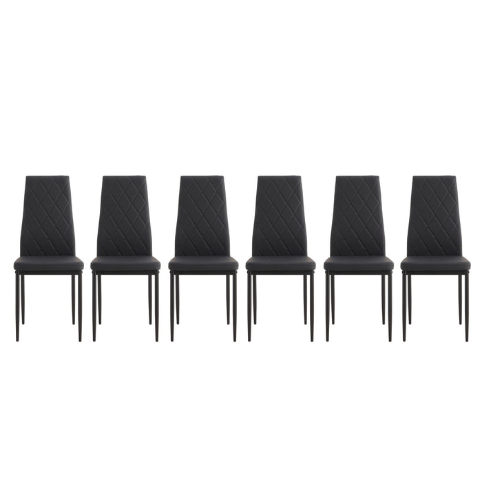 Modern Dining Chair (Set of 6) With Comfortable - Black