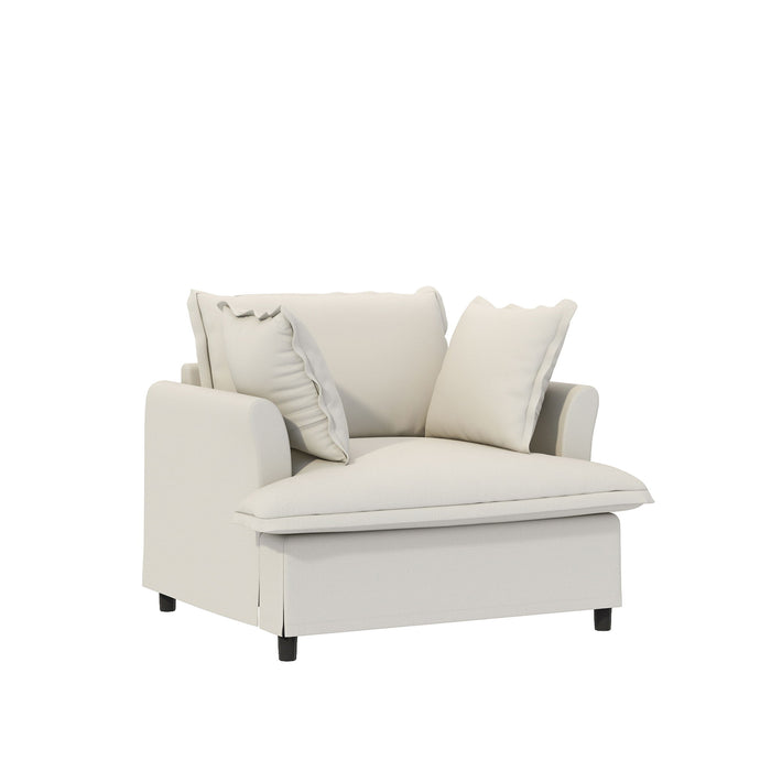 Oversized Single Seat Sofa Module For Modular Sectional Wide Seat, Armchair With Pillows Modern Upholstered Comfy Single Couch Lounge