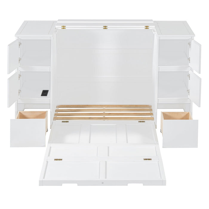 Murphy Bed With Drawers, Cabinets, And USB Ports