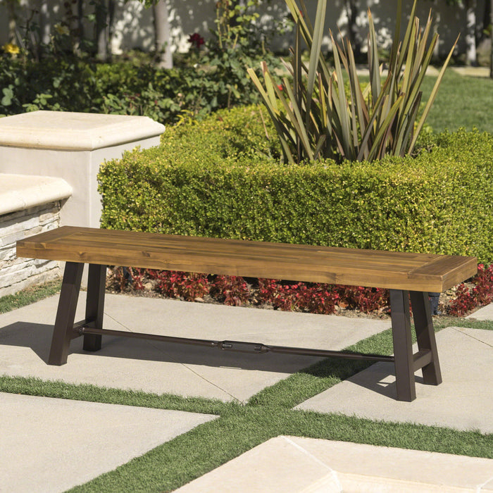 Blossom - Acacia Wood Outdoor Bench With Slat Design - Rustic