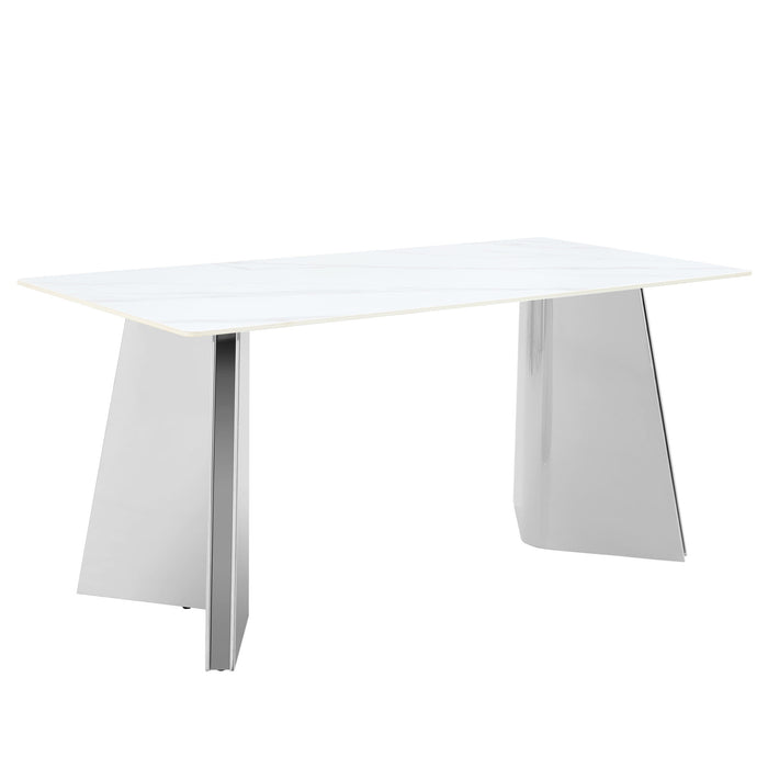 Modern Marble Patterned Dining Table With Stainless Steel Butterfly Legs