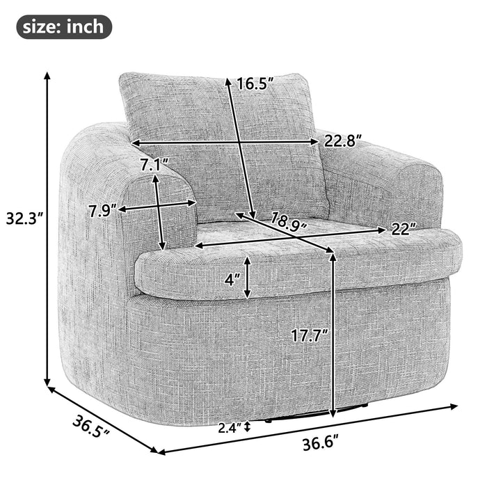Modern Swivel Barrel Chair With Dual-Layer Cushion