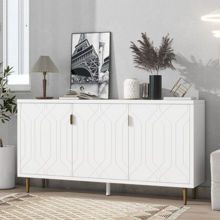 Modern TV Stand With 3 Doors And Adjustable Shelves