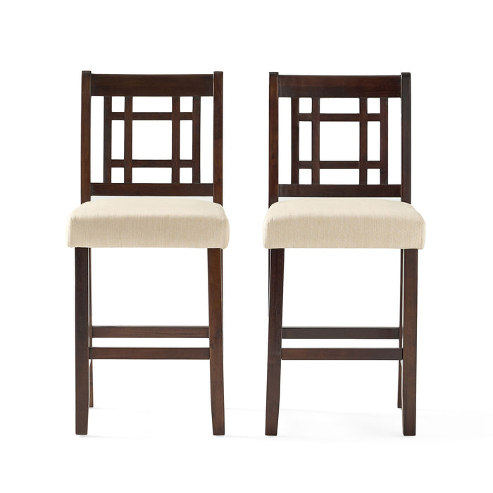 Upholstered Dining Chairs, Modern Dining Room Chairs For Dining Room Kitchen With Acacia Wood Legs (Set of 2) - Mahogany / Beige