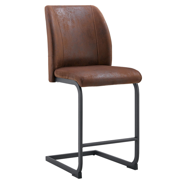 Modern Chairs With Suede Cushions And Black Metal Legs For Dining Room Or Office (Set of 2) - Brown