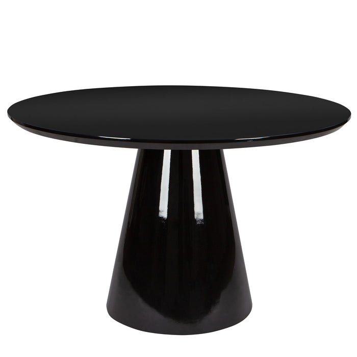 Modern High Gloss Minimalist Round Dining Table - Black