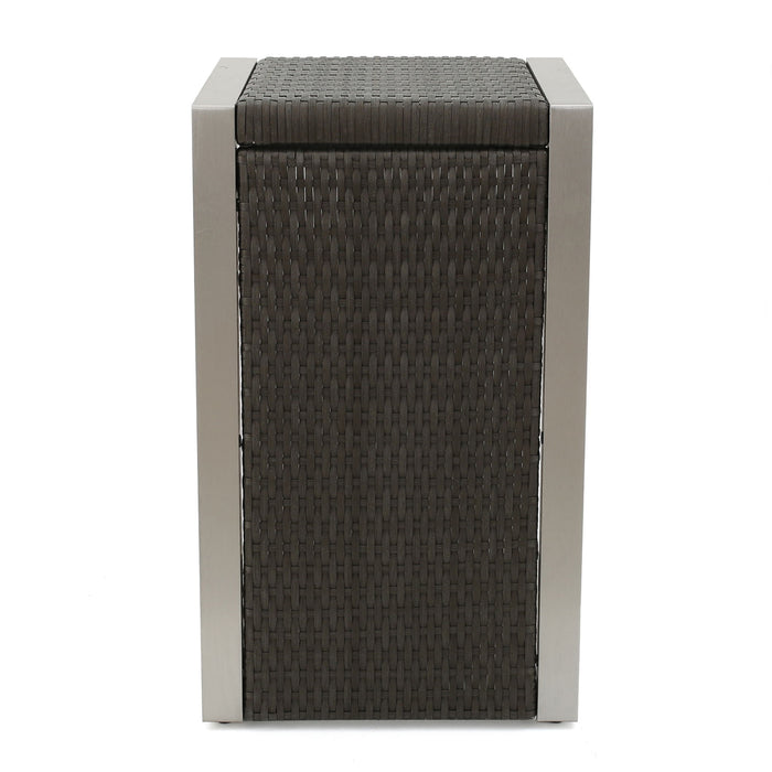 Cape - Coral Wicker C Shaped Table Modern DesignRattan And Aluminum Frame - Brown