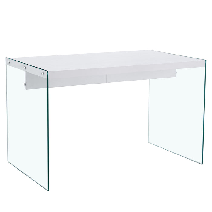 Elegant And Clear Tempered Glass Coffee Table With Storage - White