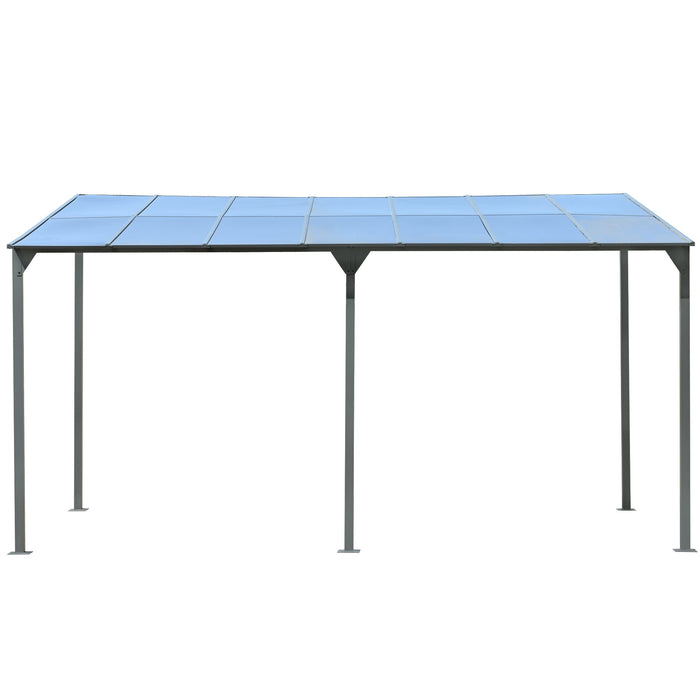 Outdoor Wall Mounted Gazebo With Sloped Roof Design, Uv Protection, And Durable Iron Frame - Gray
