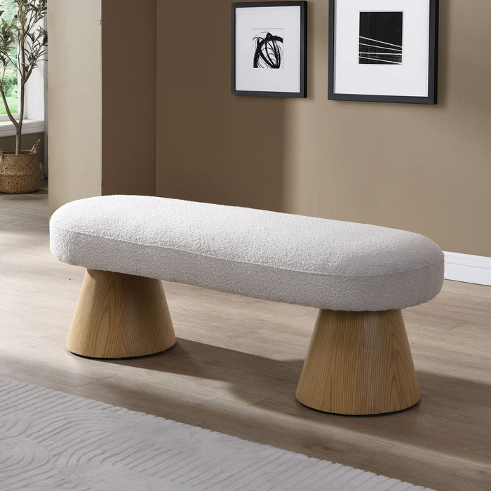 Dining Bench For Dining Room, Upholstered Bedroom End Of Bed Entryway Bench Fabric Ottoman For Living Room - Beige