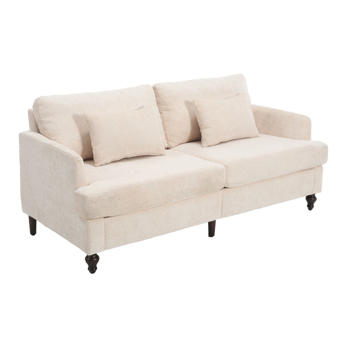Mid Century Modern Chenille Fabric Loveseat Sofa, 2 Seat Upholstered Couch