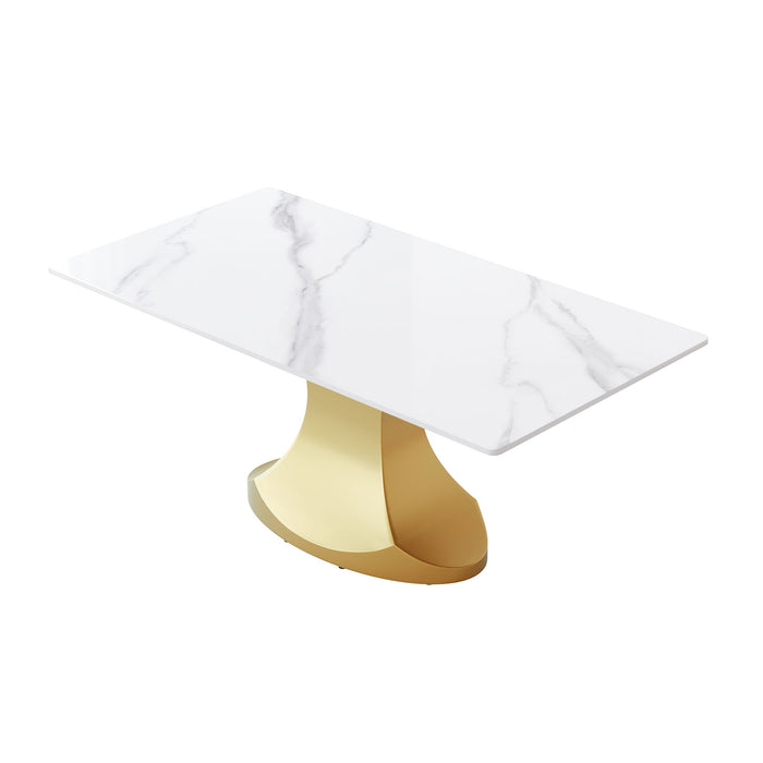 Modern Artificial Stone Panel Stainless Steel Curved Legs, Can Accommodate 6 - 8 People