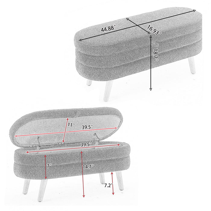 Velvet Fabric Storage Bench With Wood Legs