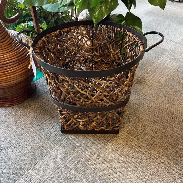 Lg. Wire & Rattan Basket