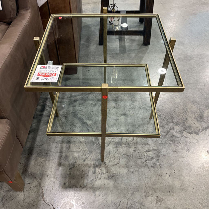 LaForge Brass & Glass Side Table