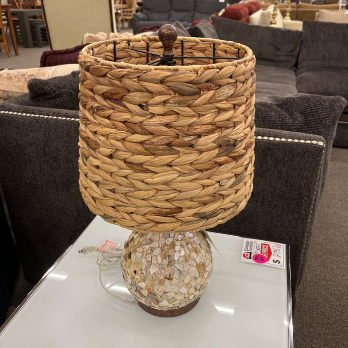 Pearled Lamp w/ Woven Shade