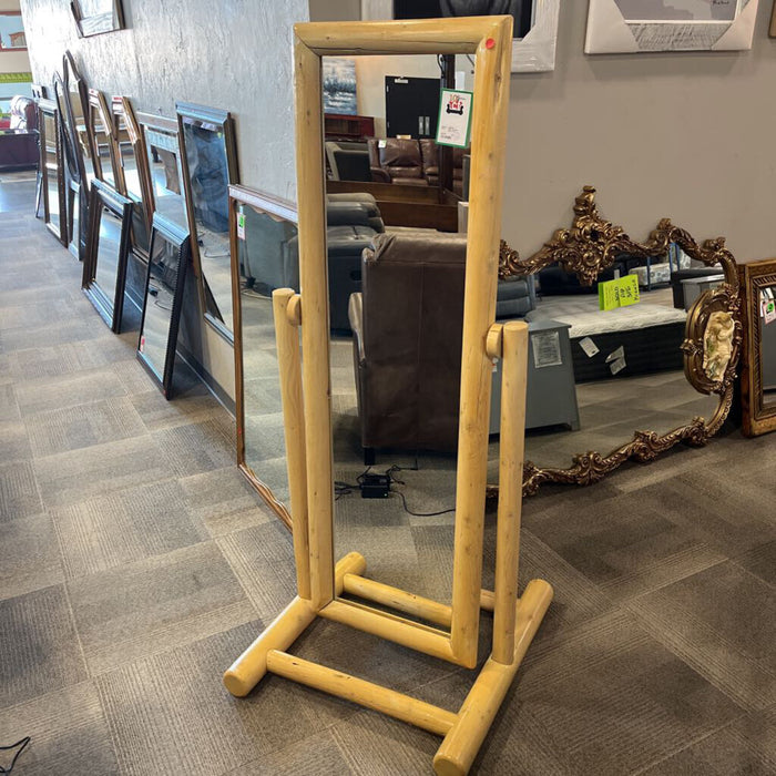 Pine Log Floor Mirror
