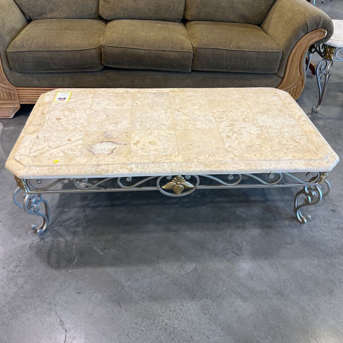 Stone-top End Table