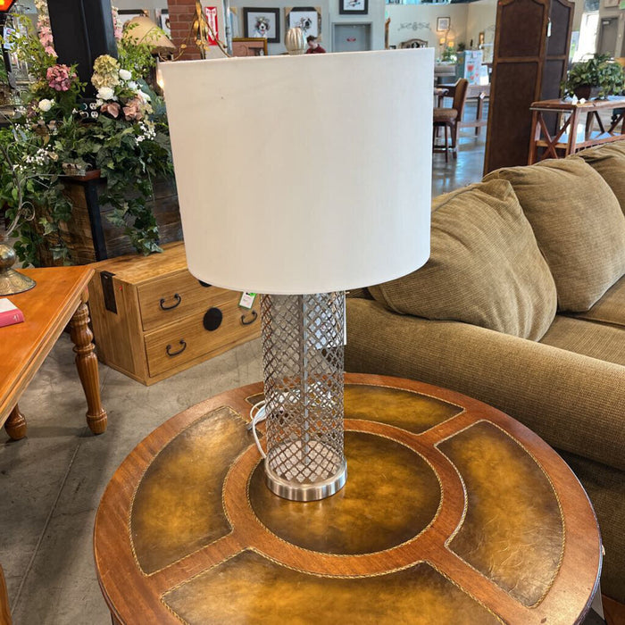 Pair of Silver Metal Lamps