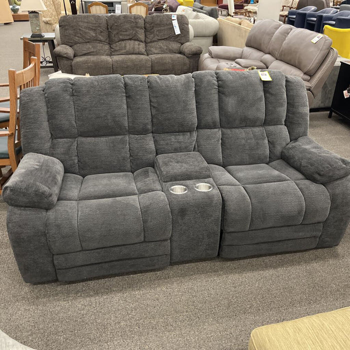 Gray Fabric Reclining Loveseat