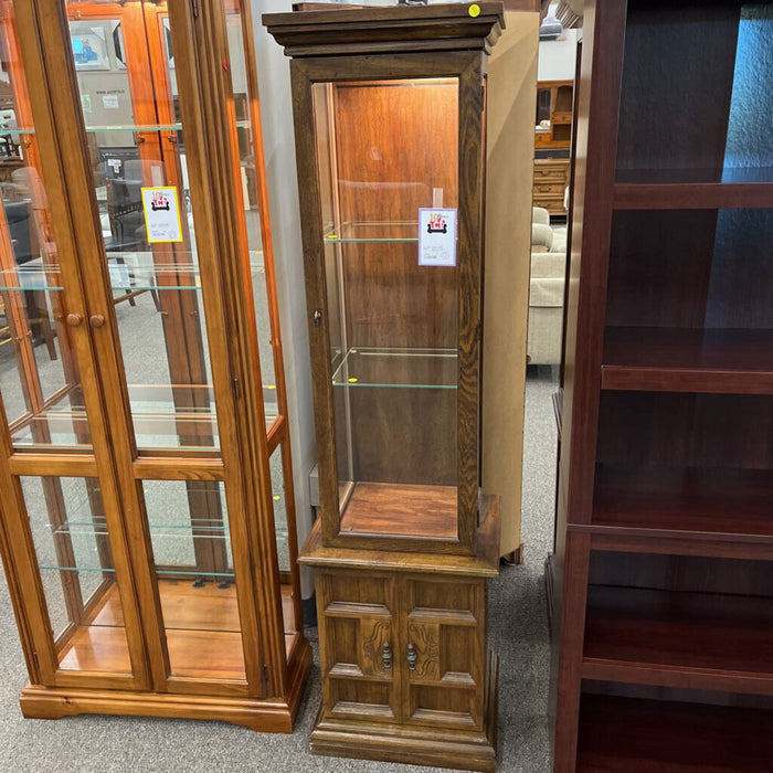 Narrow Vintage Oak Curio
