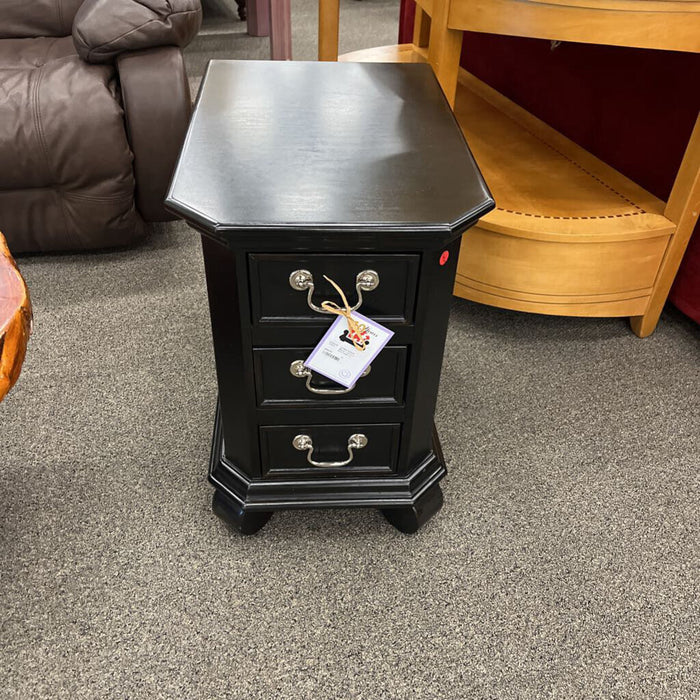 Black 3 Drawer End Table