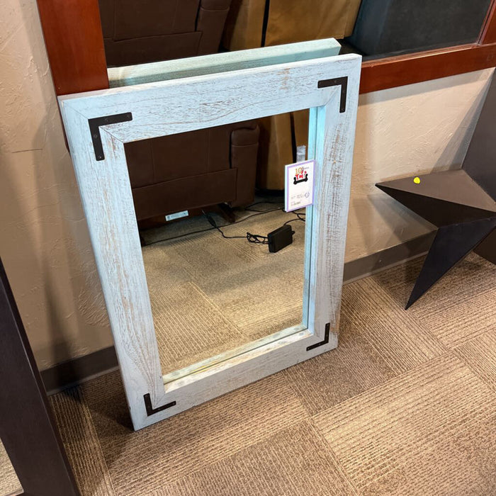 Blue Distressed Frame Mirror