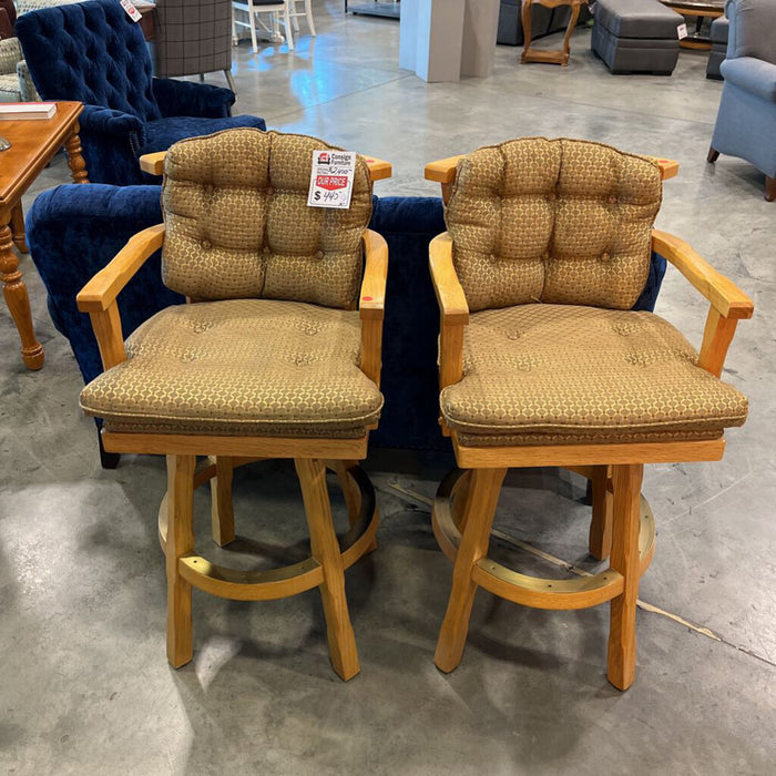 Pair of Ennis Oak Swivel Stools