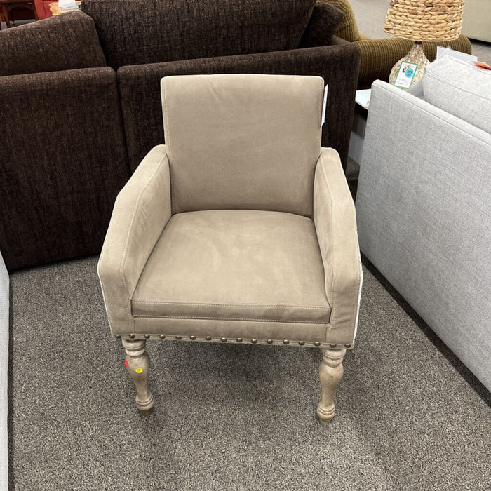 Beige Script Pattern Accent Chair