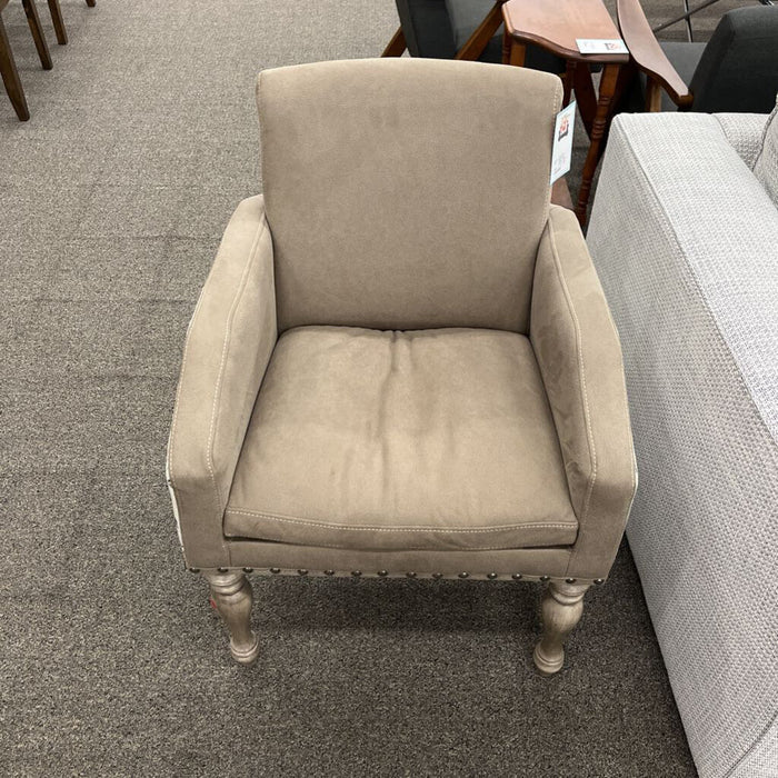 Beige Script Pattern Accent Chair