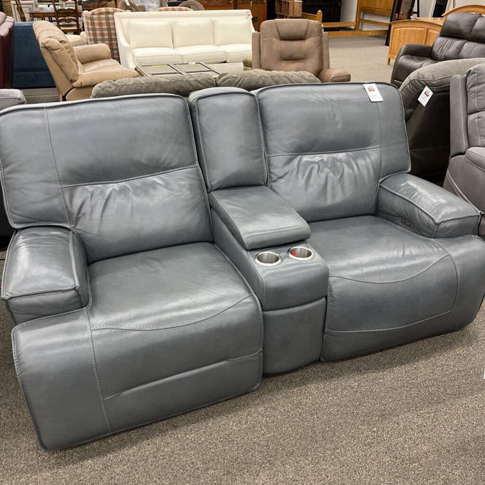 Gray Leather Pwh Loveseat