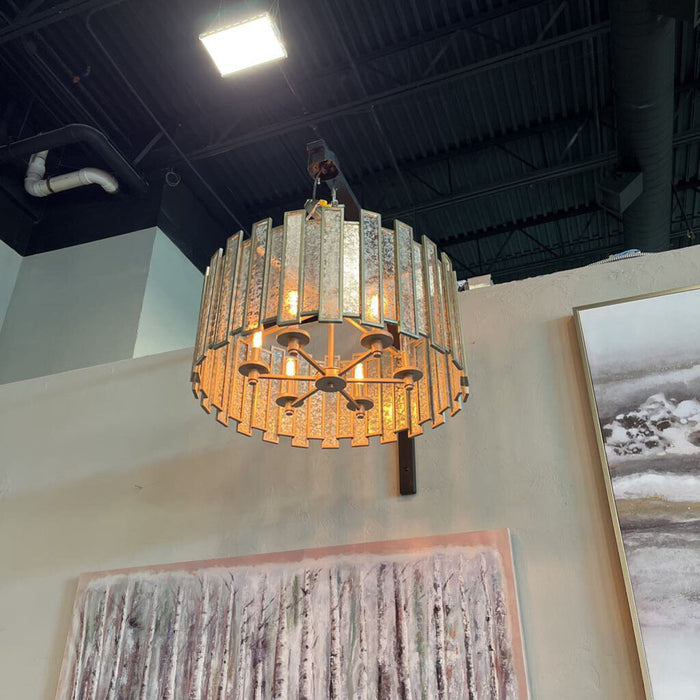 Kalco Glass Panel Chandelier