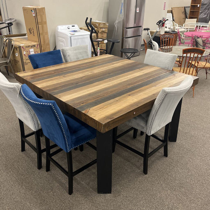 Rustic Pub Table w/ 6 Chairs