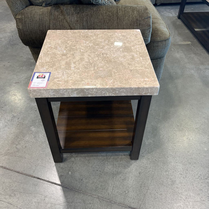 White Marble Top End Table