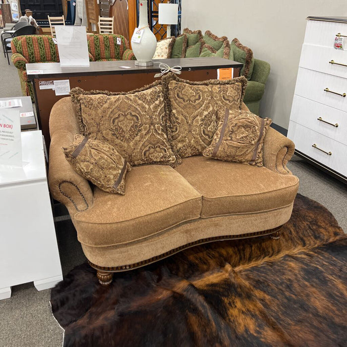 Brown Loveseat w/ Ottoman