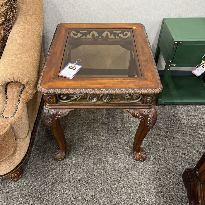 End Table w/ Amber Glass