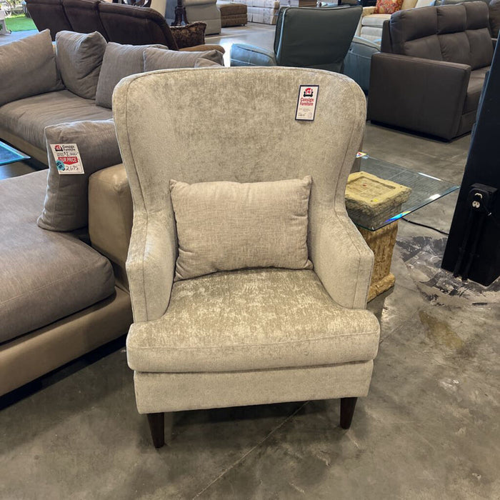 Silver Fabric Chair w/ Pillow