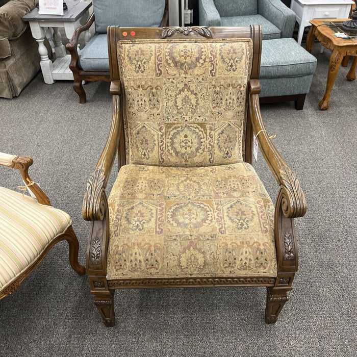 Vintage Carved Wood Arm Chair