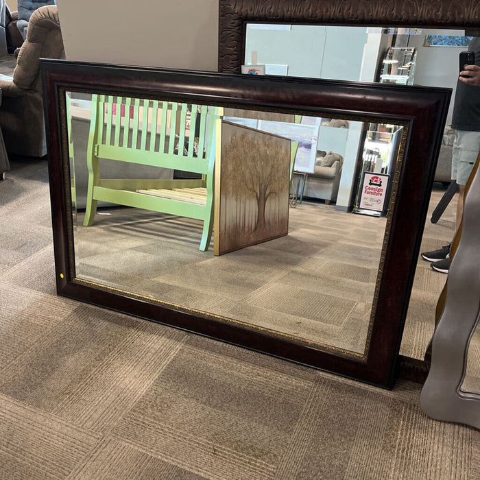 Lg. Red & Brass Frame Mirror