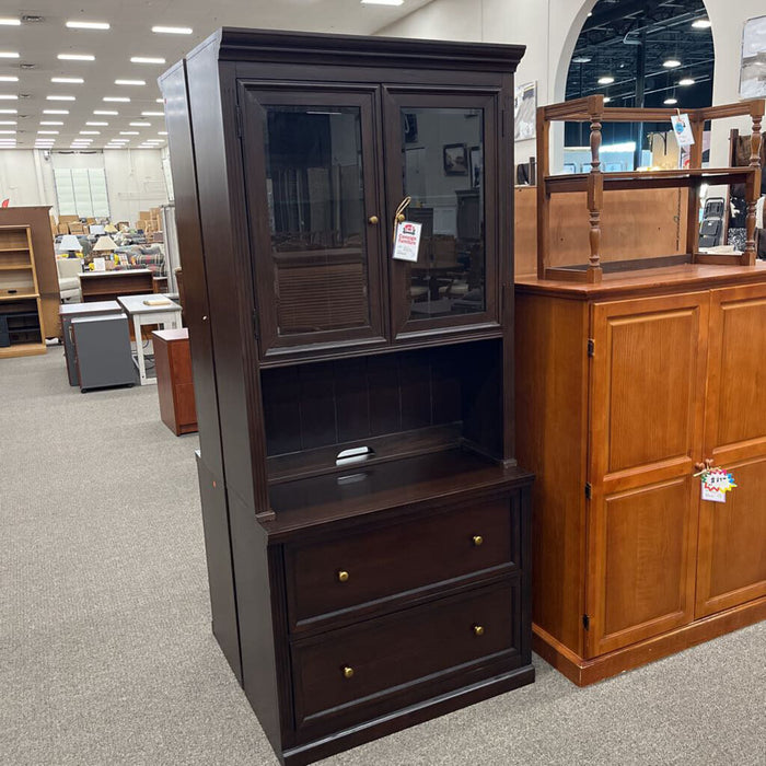 2pc Cherry Filing Cabinet w/ Hutch