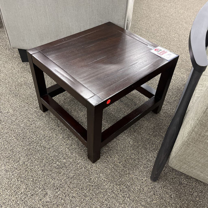 Low Dark Wood End Table