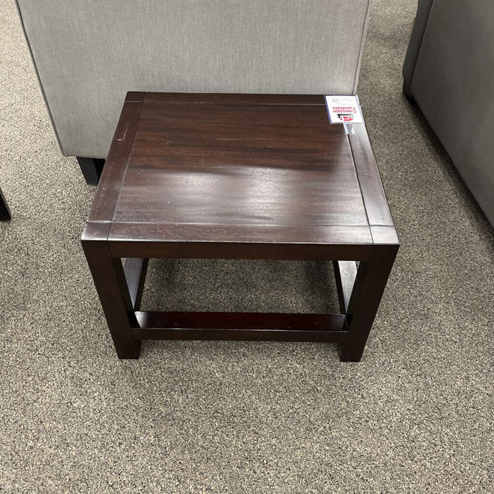 Low Dark Wood End Table
